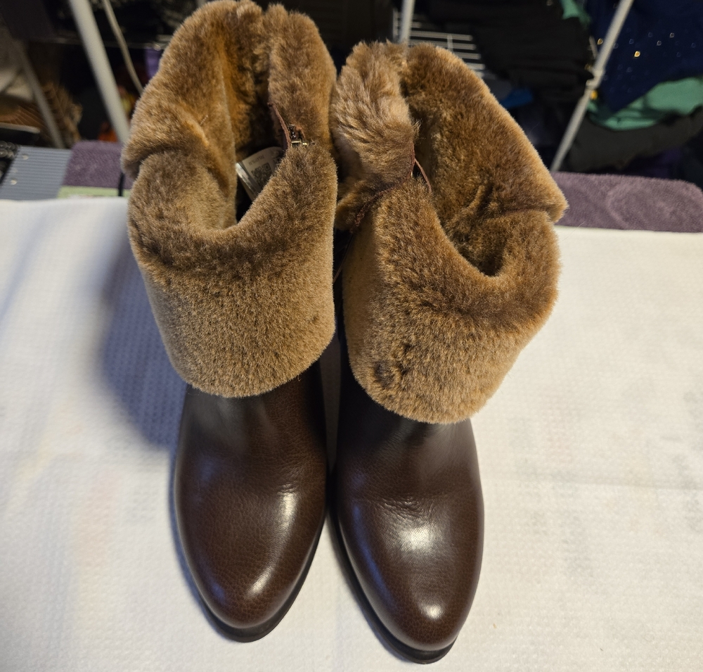 UGG Dark Brown Fur Cuff  Boots